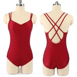 Women's Teen NWT Elegant Red Tank Leotard Dance